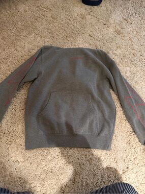 Shadow Hill Gray Crewneck Sweatshirt with Pink Sleeve Accents
